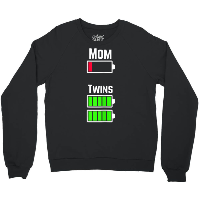 Womens Tired Twin Mom Low Battery Charge T Shirt Crewneck Sweatshirt | Artistshot