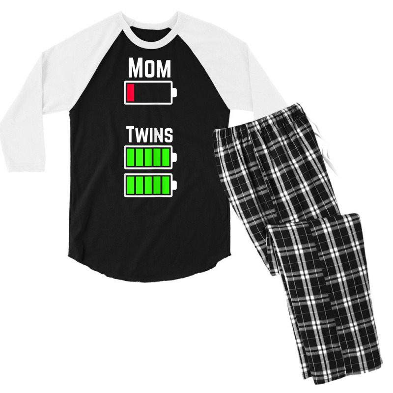 Womens Tired Twin Mom Low Battery Charge T Shirt Men's 3/4 Sleeve Pajama Set | Artistshot