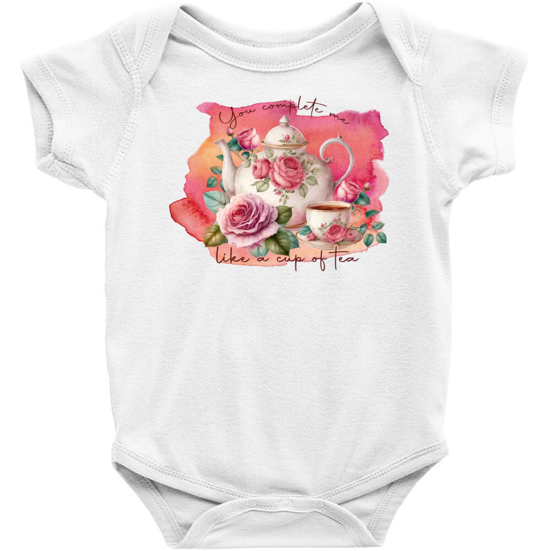 Floral Romantic Tea Pot And Cup Baby Bodysuit by ArticraftsECR | Artistshot