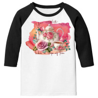 Floral Romantic Tea Pot And Cup Youth 3/4 Sleeve | Artistshot