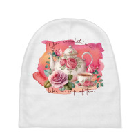 Floral Romantic Tea Pot And Cup Baby Beanies | Artistshot