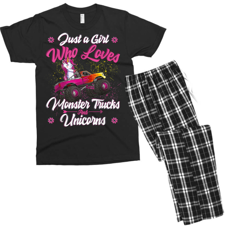 Just A Girl Who Loves Monster Trucks And Unicorns Men's T-shirt Pajama Set | Artistshot