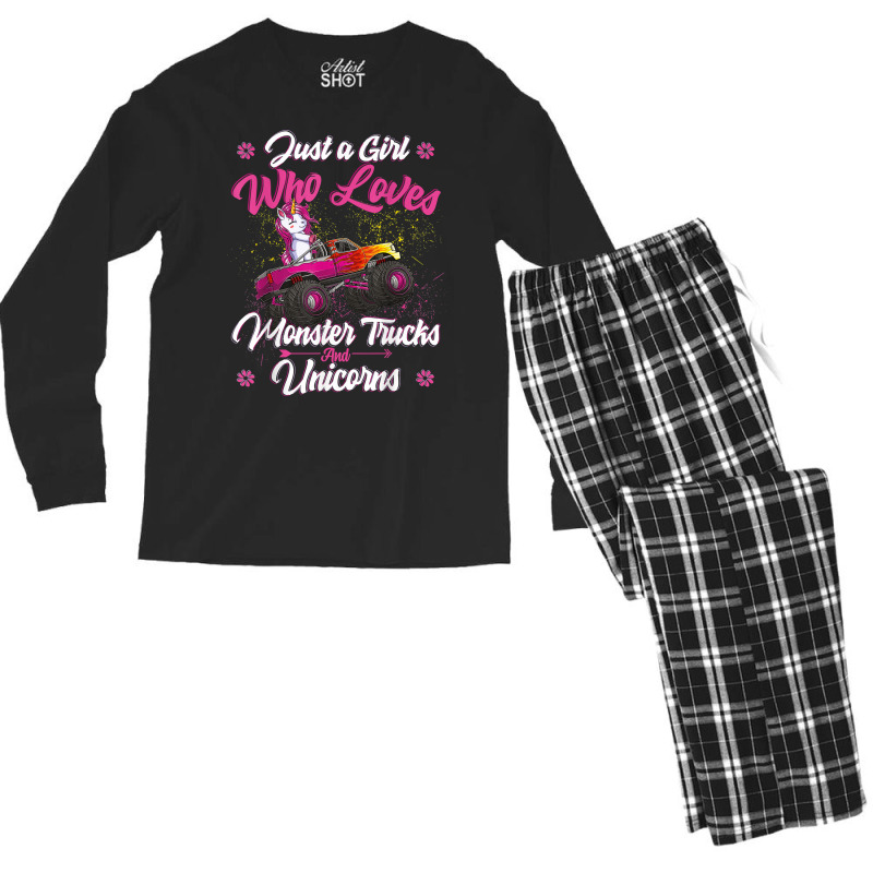 Just A Girl Who Loves Monster Trucks And Unicorns Men's Long Sleeve Pajama Set | Artistshot