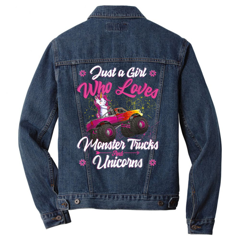 Just A Girl Who Loves Monster Trucks And Unicorns Men Denim Jacket | Artistshot