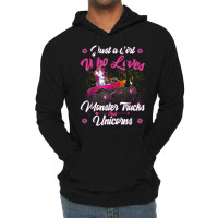 Just A Girl Who Loves Monster Trucks And Unicorns Lightweight Hoodie | Artistshot