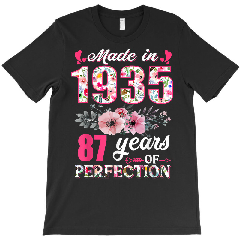 Made In 1935 Floral 87 Year Old 87th Birthday Gift T-shirt | Artistshot