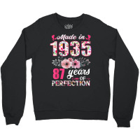 Made In 1935 Floral 87 Year Old 87th Birthday Gift Crewneck Sweatshirt | Artistshot