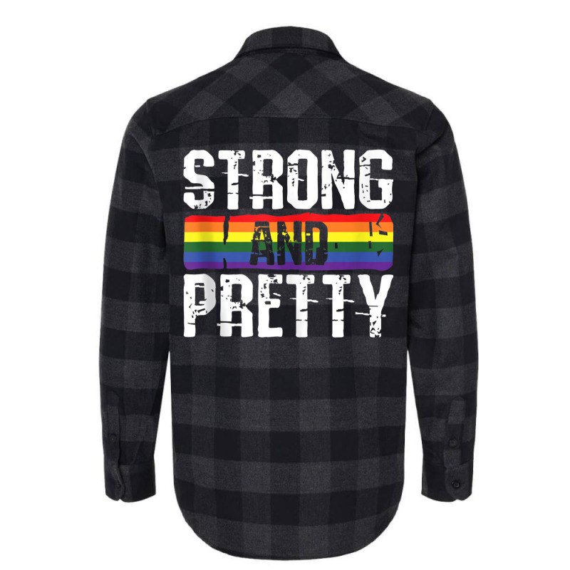 Strong And Pretty Gay Pride Gym Lifting Workout Lg Flannel Shirt | Artistshot