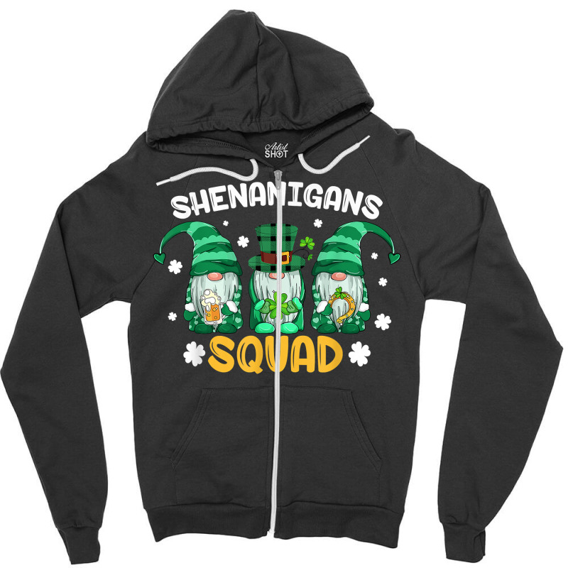 Shenanigans Squad St Patricks Day Gnomes Green Pro Zipper Hoodie | Artistshot