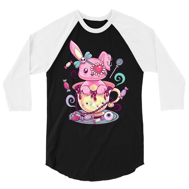 Kawaii Pastel Goth Cute Creepy Rabbit Menhera Occu 3/4 Sleeve Shirt | Artistshot