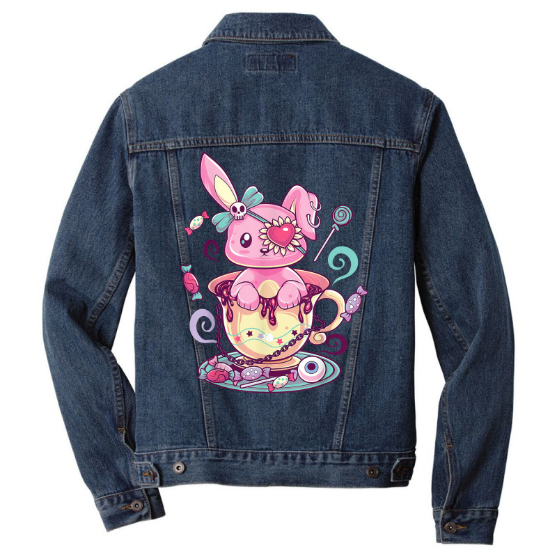 Kawaii Pastel Goth Cute Creepy Rabbit Menhera Occu Men Denim Jacket | Artistshot