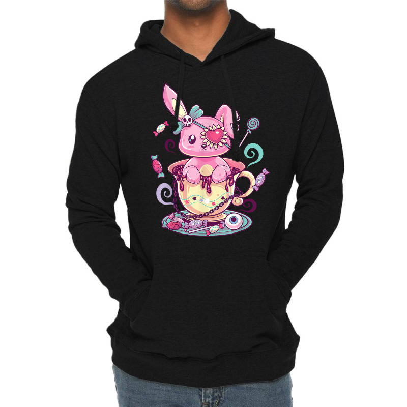 Kawaii Pastel Goth Cute Creepy Rabbit Menhera Occu Lightweight Hoodie | Artistshot