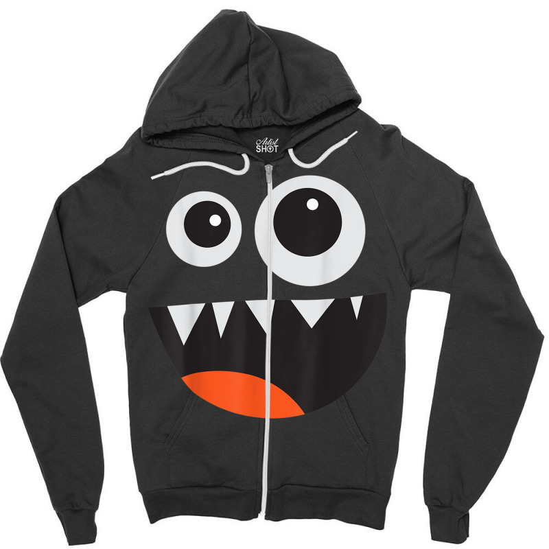 Men's Women's Cute Monster Face Costume Halloween Zipper Hoodie | Artistshot