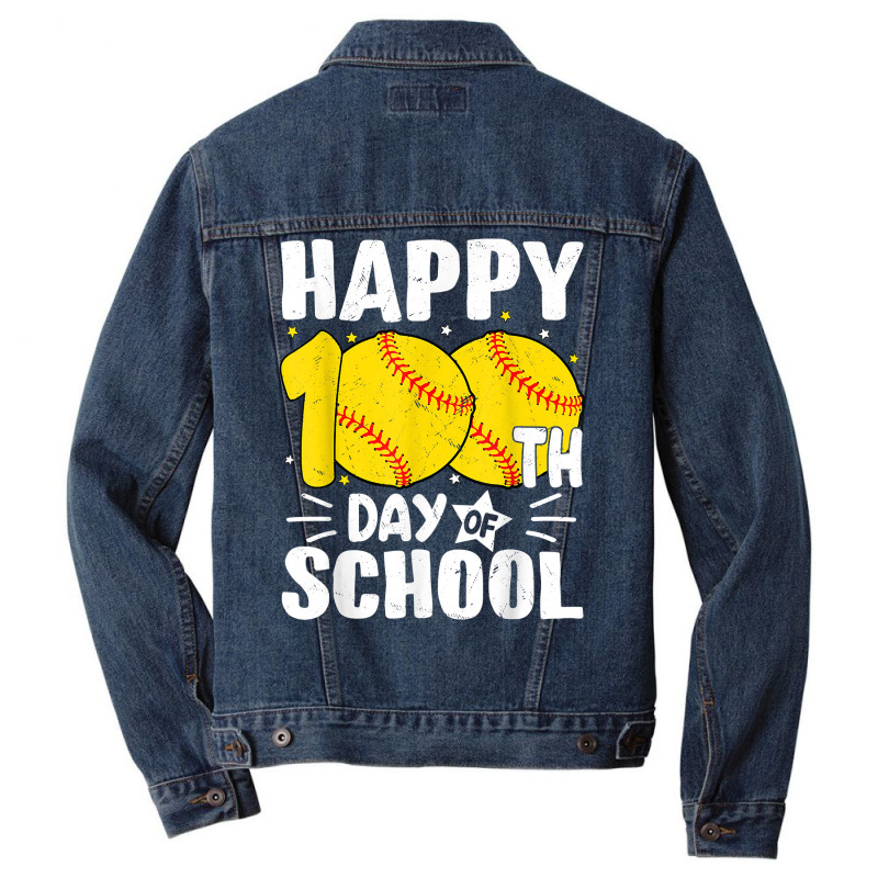 Softball Happy 100th Day Of School Tshirt Kids Tea Men Denim Jacket | Artistshot