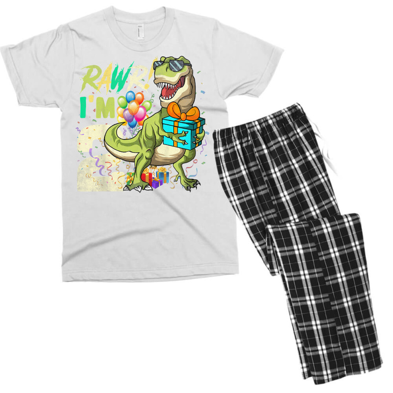 Kids Rawr I'm 2 Second Rex 2nd Birthday Dinosaur 2 Men's T-shirt Pajama Set | Artistshot