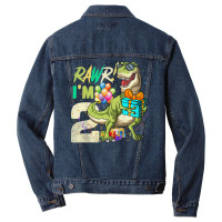 Kids Rawr I'm 2 Second Rex 2nd Birthday Dinosaur 2 Men Denim Jacket | Artistshot