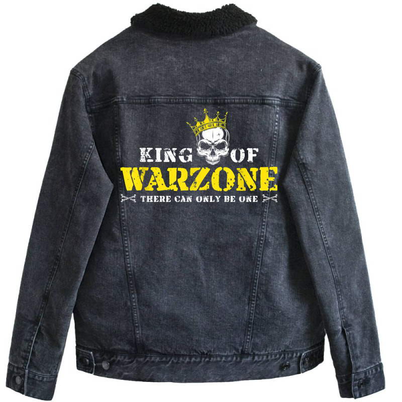 King Of Warzone Gamer Gift Calls For Duty Cod Gami Unisex Sherpa-lined Denim Jacket | Artistshot