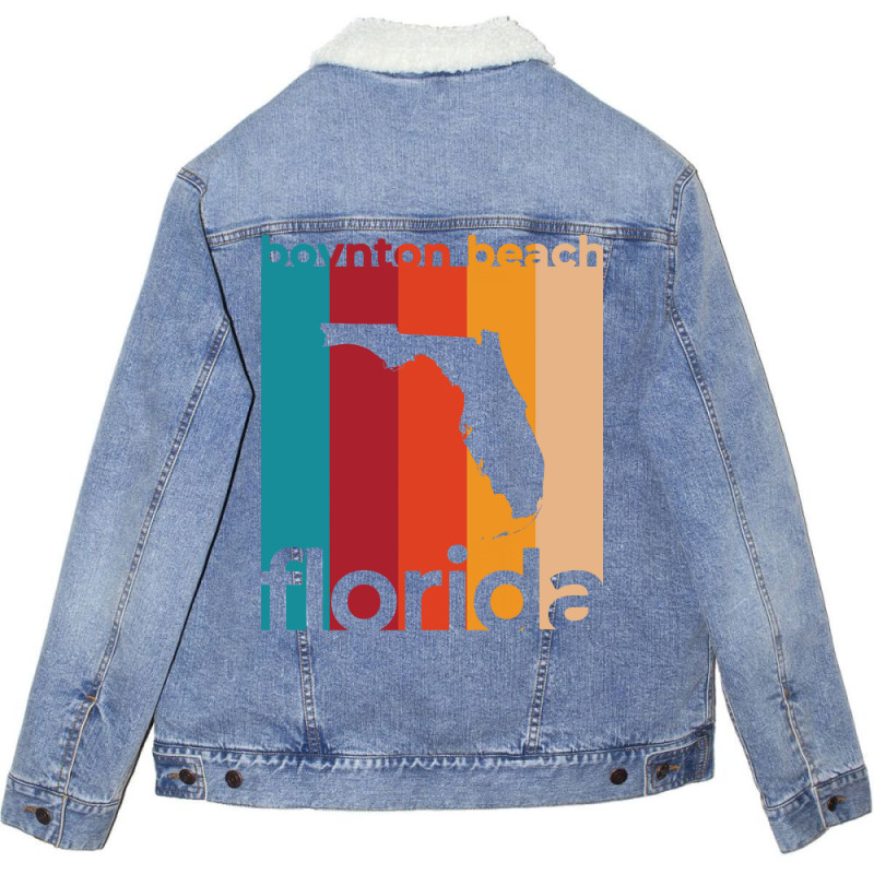 Boynton Beach Florida Retro Trending Unisex Sherpa-lined Denim Jacket | Artistshot