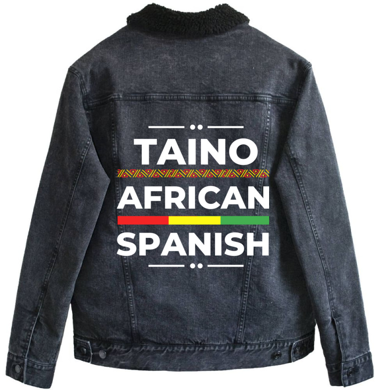 Taino African Spanish   Caribbean Afro Latin Proud Unisex Sherpa-Lined Denim Jacket by wafaha | Artistshot