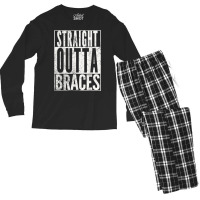 Straight Outta Braces T Shirt Funny Joke Smile Tee Men's Long Sleeve Pajama Set | Artistshot