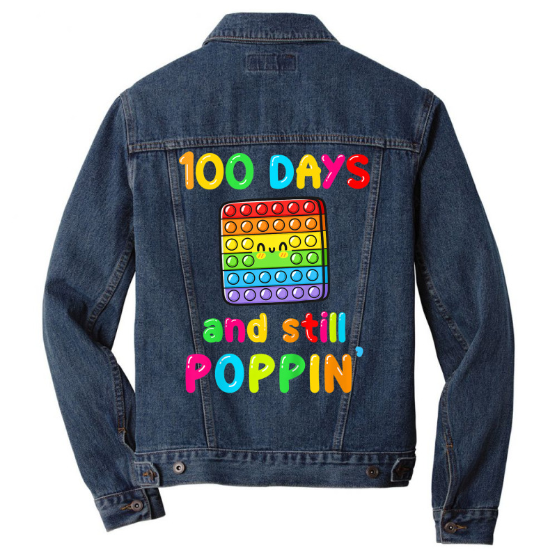 Kids Happy 100 Days Of School And Still Poppin 100 Men Denim Jacket | Artistshot