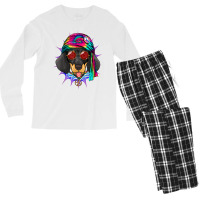 Tie Dye Hippie Dachshund Hippiness Peace Love Dog Men's Long Sleeve Pajama Set | Artistshot