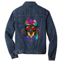 Tie Dye Hippie Dachshund Hippiness Peace Love Dog Men Denim Jacket | Artistshot