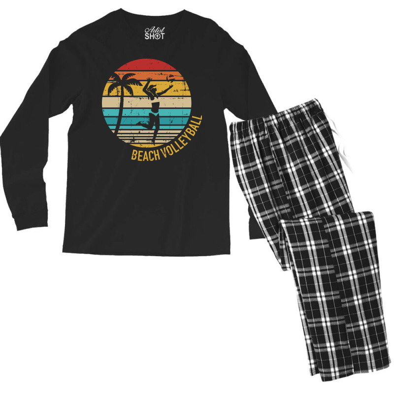 Beach Volleyball Vintage Retro Stars Men's Long Sleeve Pajama Set | Artistshot