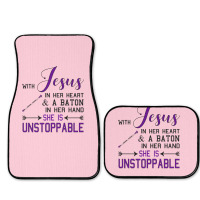 With Jesus In Her Heart A Baton In Hand She Is Uns Full Set Car Mats | Artistshot