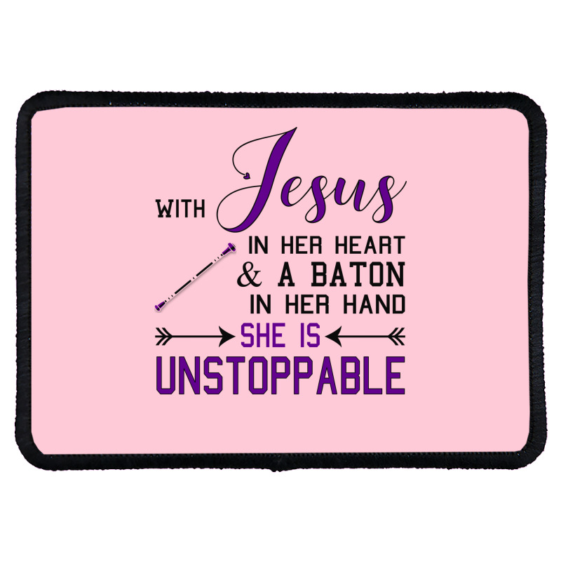 With Jesus In Her Heart A Baton In Hand She Is Uns Rectangle Patch | Artistshot