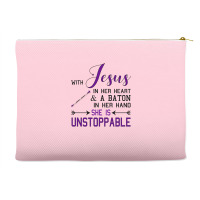 With Jesus In Her Heart A Baton In Hand She Is Uns Accessory Pouches | Artistshot