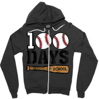 Baseball 100 Days Of School Happy 100th Day Teache Zipper Hoodie | Artistshot