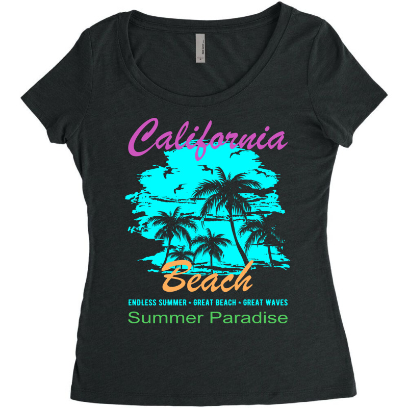 California Beach Summer Paradise Vintage Women's Triblend Scoop T-shirt by linnenbuessh | Artistshot