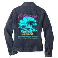 California Beach Summer Paradise Vintage Ladies Denim Jacket | Artistshot