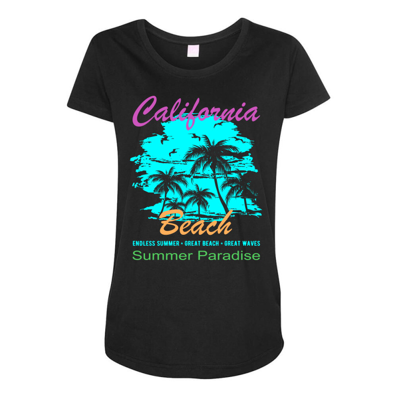 California Beach Summer Paradise Vintage Maternity Scoop Neck T-shirt by linnenbuessh | Artistshot