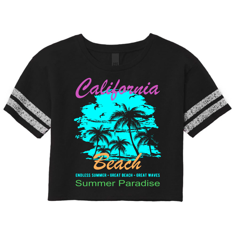 California Beach Summer Paradise Vintage Scorecard Crop Tee by linnenbuessh | Artistshot