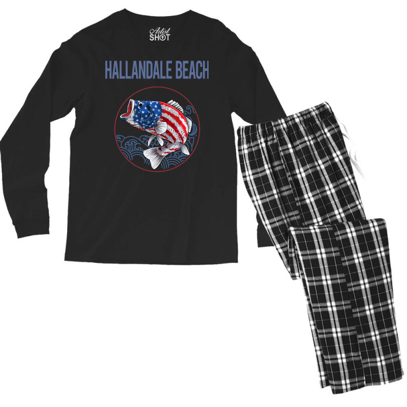 Usa Flag Fish Hallandale Beach Hipster Men's Long Sleeve Pajama Set by sproleervinej | Artistshot