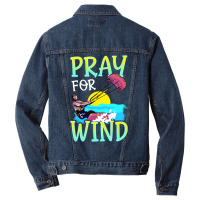 Kiteboarding Pray For Wind Kitesurfing Love Men Denim Jacket | Artistshot