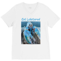 Funny Jumpscare Lobster Meme Blue Crustacean V-neck Tee | Artistshot