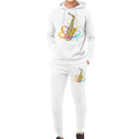 Saxophone Player Musical Notes Jazz Musician Saxop Hoodie & Jogger Set | Artistshot