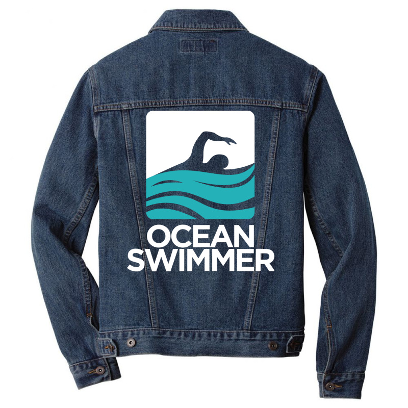 Ocean Swimmer Gift For Swim Lovers Green Men Denim Jacket | Artistshot