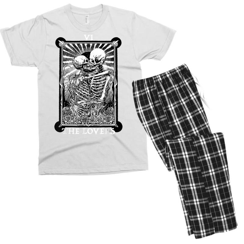 The Lovers Vintage Tarot Card Occult Skeletons Sup Men's T-shirt Pajama Set | Artistshot