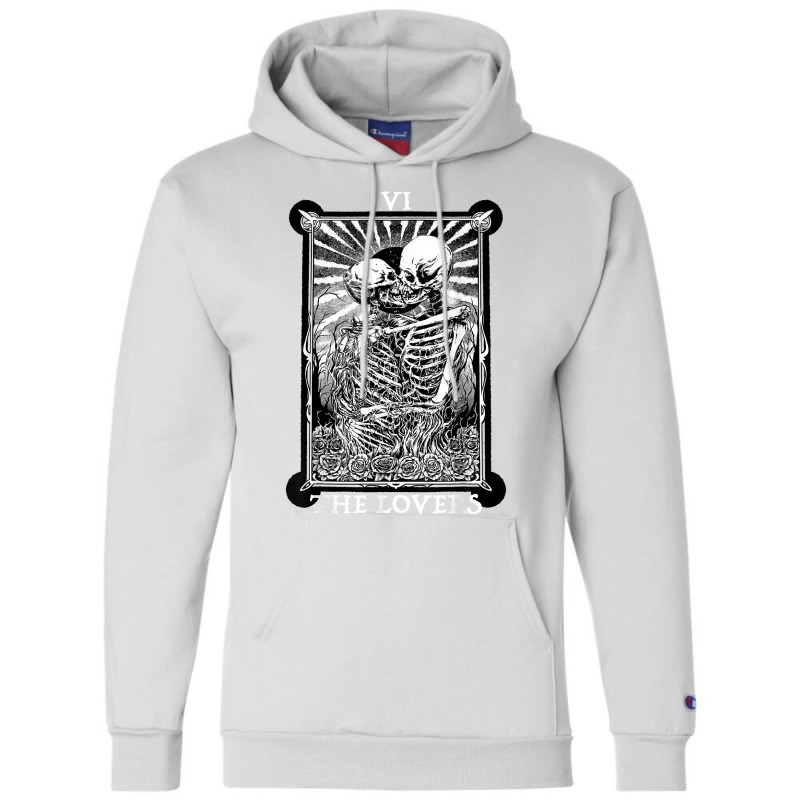 The Lovers Vintage Tarot Card Occult Skeletons Sup Champion Hoodie | Artistshot