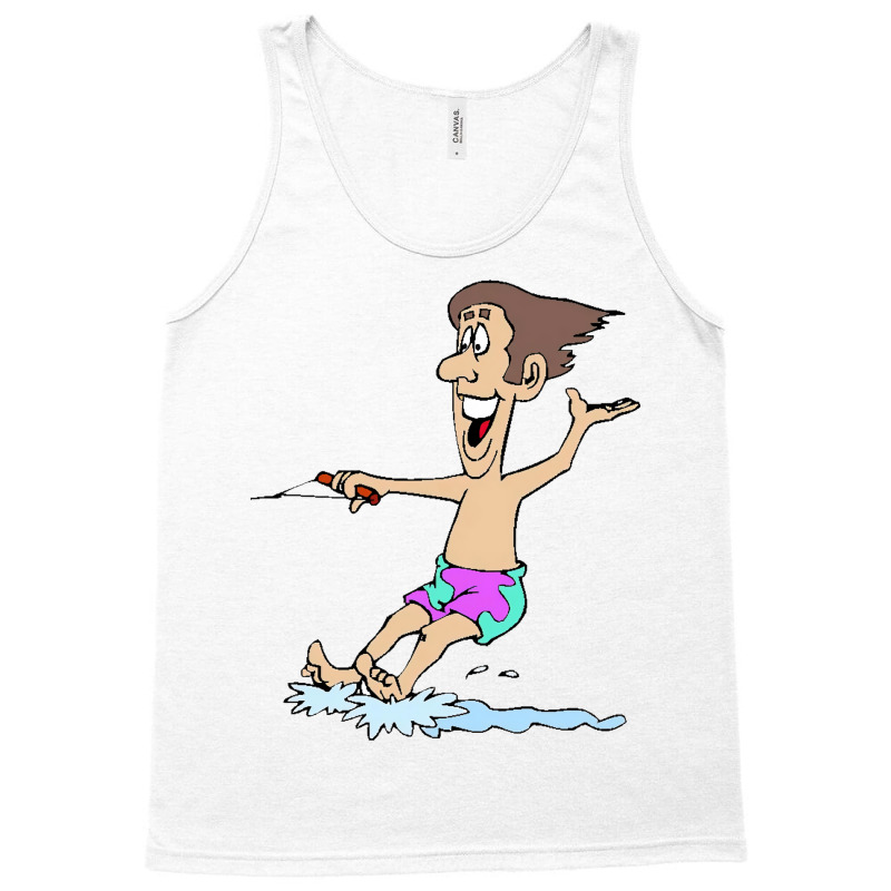 Waterskiing Dad On Vacation Yellow Tank Top by zelekmanfraw | Artistshot