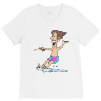 Waterskiing Dad On Vacation Yellow V-neck Tee | Artistshot