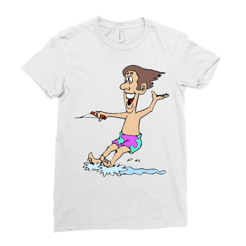 Waterskiing Dad On Vacation Yellow Ladies Fitted T-Shirt by zelekmanfraw | Artistshot