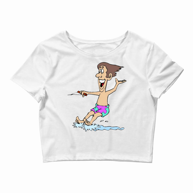 Waterskiing Dad On Vacation Yellow Crop Top by zelekmanfraw | Artistshot