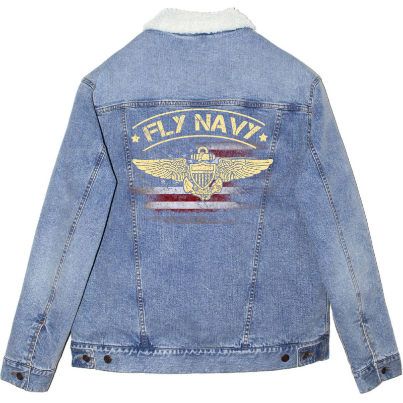 Classic Naval Officer Pilot Wings Long Sleeve T Sh Unisex Sherpa-Lined Denim Jacket by heffopance | Artistshot