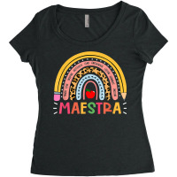 Maestra Proud Spanish Teacher Bilingual Teacher Cu Women's Triblend Scoop T-shirt | Artistshot