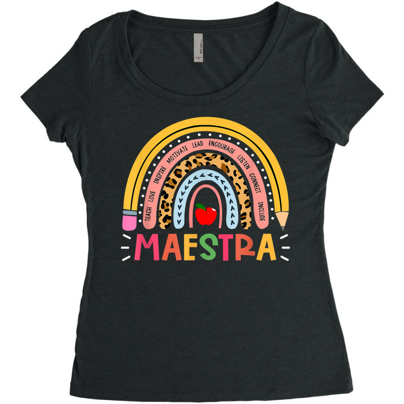 Maestra Proud Spanish Teacher Bilingual Teacher Cu Women's Triblend Scoop T-shirt by saterseim | Artistshot